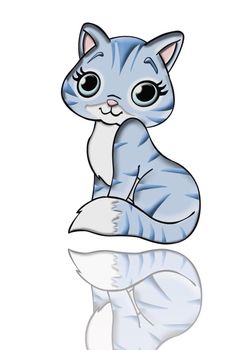 very cute blue cat on white background - 3d rendering