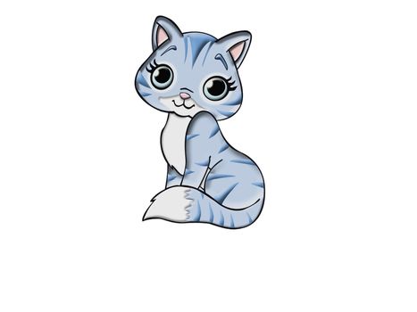 very cute blue cat on white background - 3d rendering