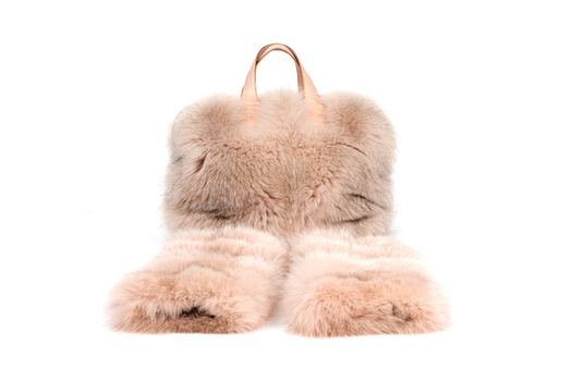 Expensive fur coats collection on a mannequin on white background