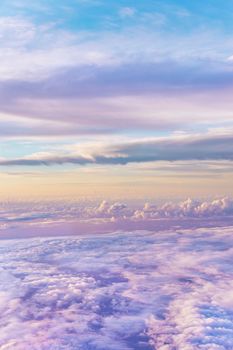 dramatic and spiritual cloudscape with dramatic clouds reflecting the rays of sunset light.