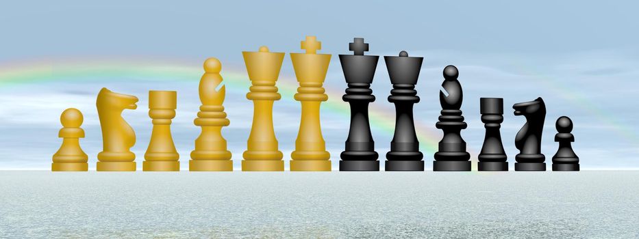 Chess business idea for competition on it isolated in white background - 3d rendering