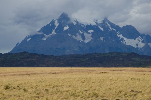 Plain and mountains in the Torres del Paine National Park. Ultima Esperanza Province. Magallanes and Chilean Antarctic Region. Chilean Patagonia. Chile.