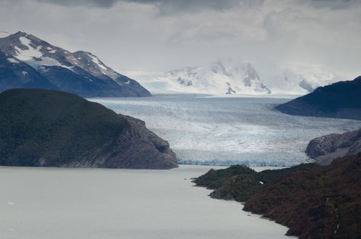 Grey lake and Grey glacier. Torres del Paine National Park. Ultima Esperanza Province. Magallanes and Chilean Antarctic Region. Chilean Patagonia. Chile.
