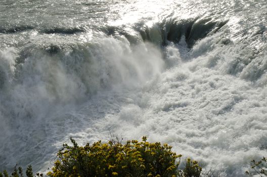 Paine cascade in Torres del Paine National Park. Ultima Esperanza Province. Magallanes and Chilean Antarctic Region. Chile.