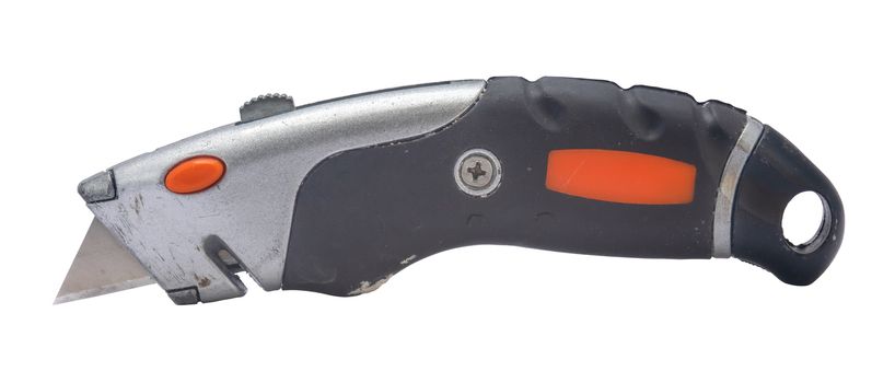 An Isolated Grungy Old Utility Knife Or Box Cutter On A White Background