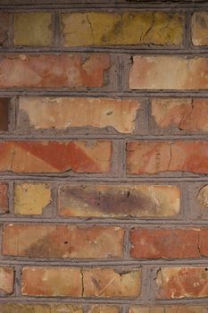 Old orange brick wall pattern. Brick background. Good wallpaper. Stock photo of old wall.