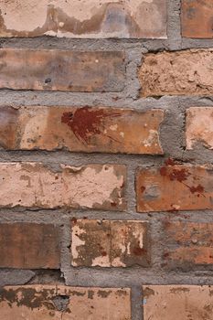 Old orange brick wall pattern. Brick background. Good wallpaper. Stock photo of old wall.