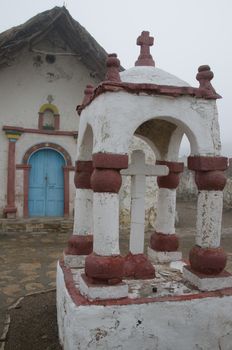 Facade of the Parinacota church. Lauca National Park. Arica y Parinacota Region. Chile.