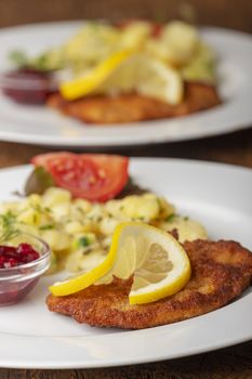 wiener schnitzel with potato salad