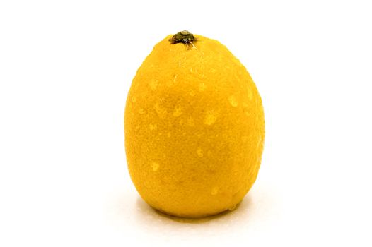 Horizontal single lemon isolated on white background