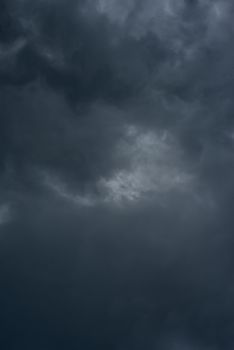 Dark black clouds in the sky, Stormy rain clouds background.