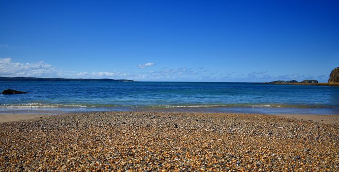 A pebbly beach