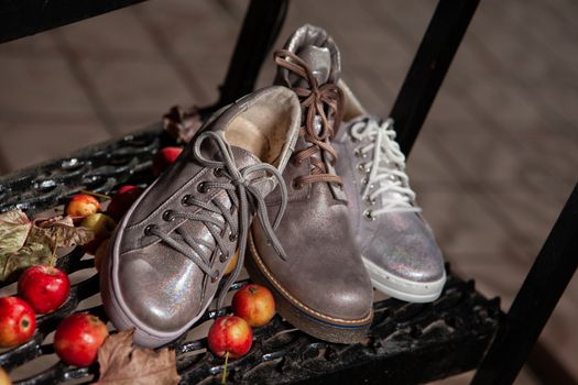 Different shoes on a natural background