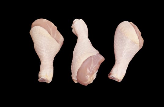 Raw Chicken meat isolated on black background. With clipping path