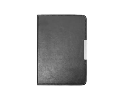 Black leather folder isolated on white background. With clipping path