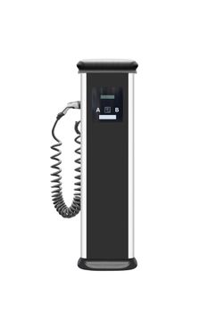 Power supply for electric car charging. Electric car charging station. Close up. With clipping path.