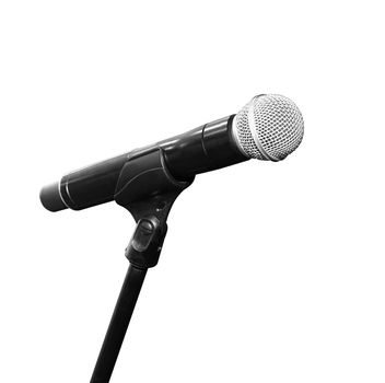 Microphone on stand isolated on white background. With clipping path