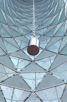 The interior geometric pattern of building lamp fixutre in lobby