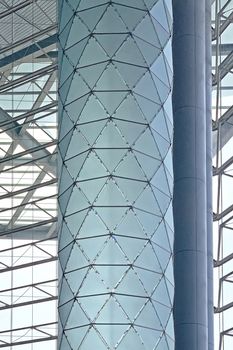 The interior geometric pattern of building lamp fixutre in lobby