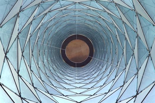 The interior geometric pattern of building lamp fixutre in lobby