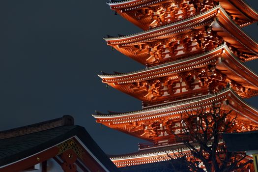 The old historic zen Japanese temple building in Japan city at night