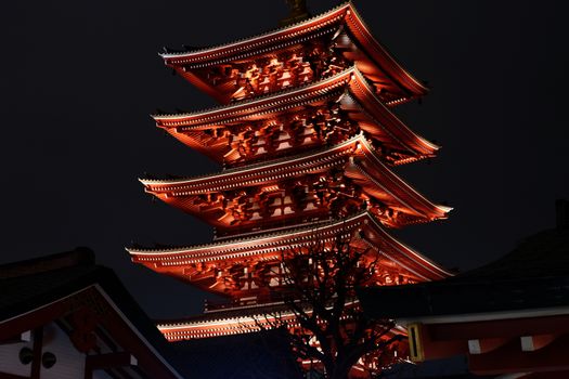 The old historic zen Japanese temple building in Japan city at night