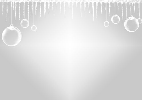 The gradient blue blank paper template background with winter icicle border