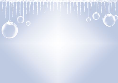 The gradient blue blank paper template background with winter icicle border