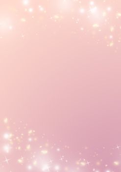 The pastel gradient pink background with sparklin bokeh star and light border