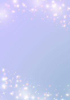 The pastel gradient blue background, sparkle bokeh star and light border