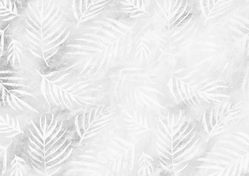 The white palm leaves pattern silver empty paper background