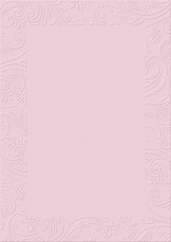 The pastel pink textured background paper with embossed floral border