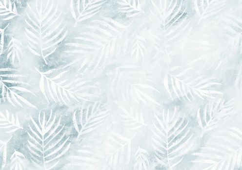 The white palm leaves pattern blue empty paper background