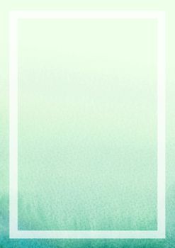 The vertical paint brush gradient green blank paper background with white border