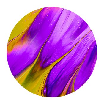 The isolated circle colorful purple and yellow ink brush shinny design element