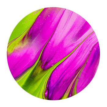 The isolated circle colorful purple and green ink brush shinny design element