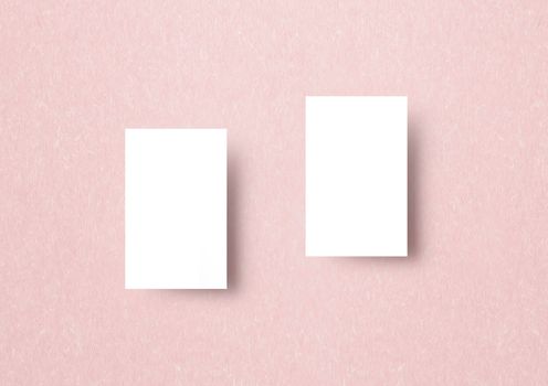 The business card mock-up template gradient paastel pink textured Japanese paper backbround