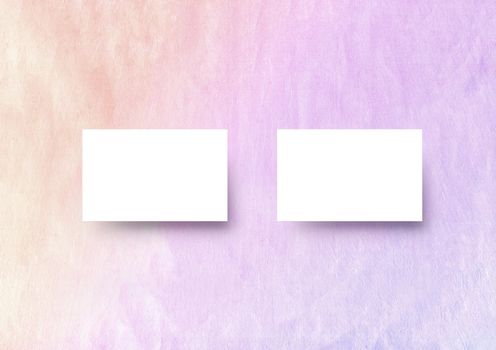 The business card mock-up template gradient paastel purple to pink textured Japanese paper backbround
