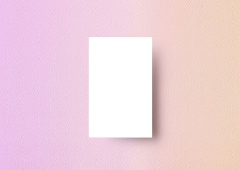 The vertical business card mock-up template gradient paastel orange to pink textured paper backbround