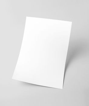 The white blank document paper template with grey background