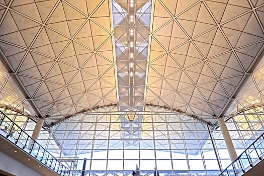 The interior architecture design of Hong Kong international airport main terminal building