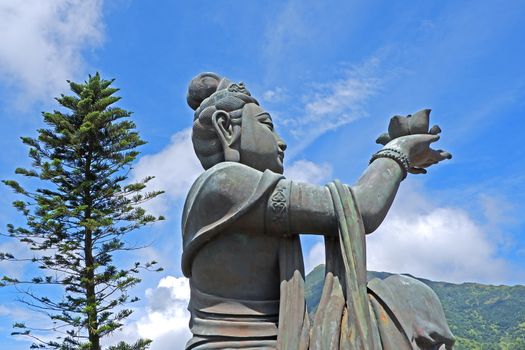 The large outdoor bronze statue of  seated Tian Tan Buddha in Hong Kong