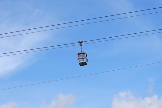 The transportation tool mountain cable car for sight seeing in Hong Kong