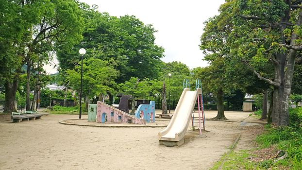 The retro children slide equipment in Japan outdoor playround