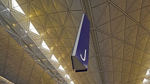 The interior and ceiling of airport archtecture terminal building