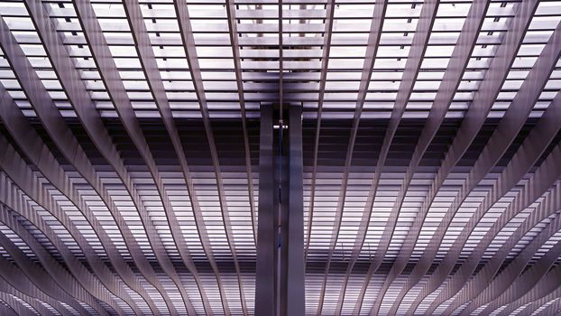 The interior and ceiling of airport archtecture terminal building