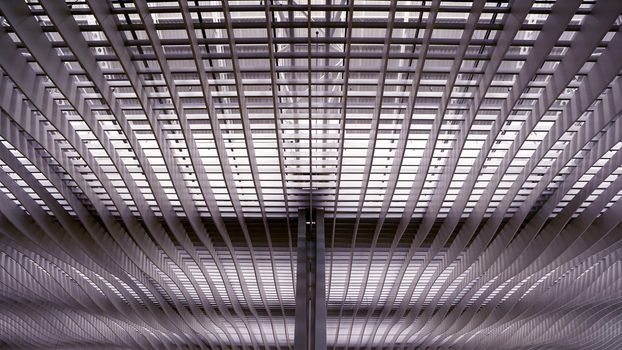 The interior and ceiling of airport archtecture terminal building