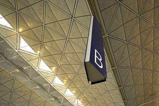 The interior and ceiling of airport archtecture terminal building