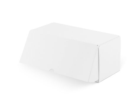 The isolated white packaging box for branding mockup front view 