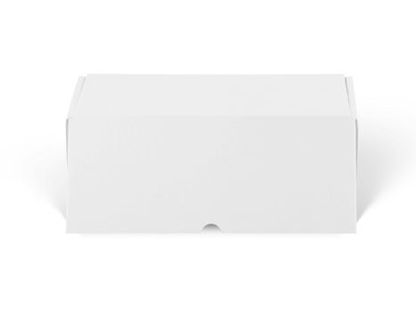 The isolated white packaging box for branding mockup front view